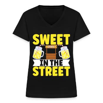 Stand de limonade Lemonade - T-shirt col V Femme - noir - Devant - Lela (165cm)