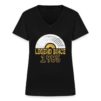 1985 Birthday Vinyl Legend depuis - T-shirt col V Femme - noir - Devant - Lela (165cm)