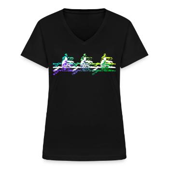 rowing, canoeing, rowing boat, rowing, rowing - Women's V-neck T-shirt - black - Front - Lela (165cm)