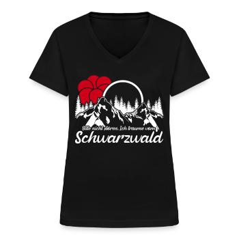 Schwarzwald Urlaub - Frauen-T-Shirt mit V-Ausschnitt - Schwarz - Vorne - Lela (165cm)