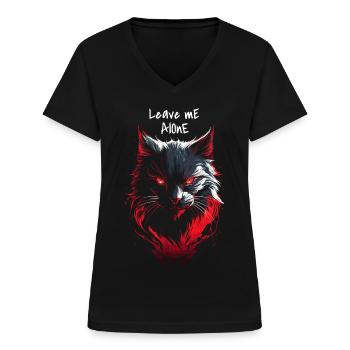 Ärgerliche Katze mit Spruch Katzen Mama Geschenk - Frauen-T-Shirt mit V-Ausschnitt - Schwarz - Vorne - Lela (165cm)