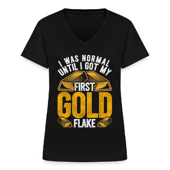 Goldschürfer Goldgräber Goldsucher - Frauen-T-Shirt mit V-Ausschnitt - Schwarz - Vorne - Lela (165cm)