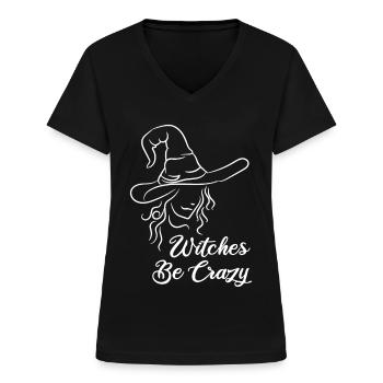 Witches Be Crazy - Frauen-T-Shirt mit V-Ausschnitt - Schwarz - Vorne - Lela (165cm)