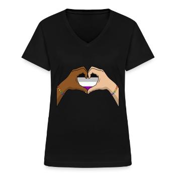 Asexual Ace - Women's V-neck T-shirt - black - Front - Lela (165cm)