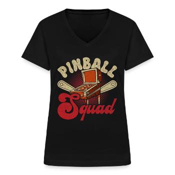 Pinball Squad - Frauen-T-Shirt mit V-Ausschnitt - Schwarz - Vorne - Lela (165cm)