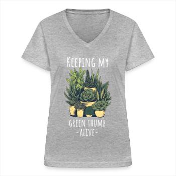 Succulents Funny Saying - Women's V-neck T-shirt - sports grey - Front - Lela (165cm)