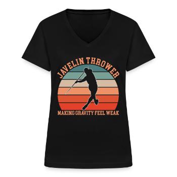 Lancer du javelot - T-shirt col V Femme - noir - Devant - Lela (165cm)
