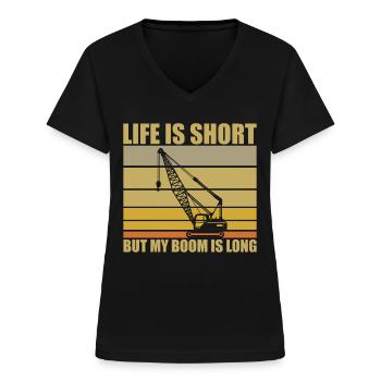 Kranführer Spruch - Frauen-T-Shirt mit V-Ausschnitt - Schwarz - Vorne - Lela (165cm)