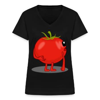 Tomatoes Have a look at Tomato - Women's V-neck T-shirt - black - Front - Lela (165cm)