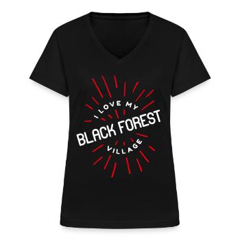Black Forest Village Village Life Country Egg - Women's V-neck T-shirt - black - Front - Lela (165cm)
