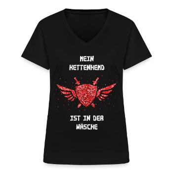 Ritter Ersatzkostüm Ritterrüstung Mittelaltermarkt - Frauen-T-Shirt mit V-Ausschnitt - Schwarz - Vorne - Lela (165cm)