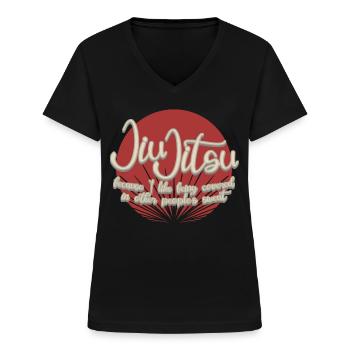 Ju-Jitsu Sweat Brasilian Jiu-Jitsu BJJ - Women's V-neck T-shirt - black - Front - Lela (165cm)