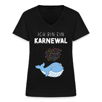 Ich bin ein Karnewal Karneval Konfetti Walkostüm - Frauen-T-Shirt mit V-Ausschnitt - Schwarz - Vorne - Lela (165cm)