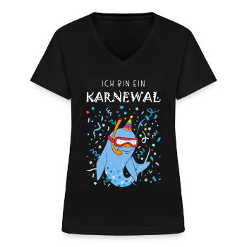 Ich bin ein Karnewal Karneval Konfetti Taucher - Frauen-T-Shirt mit V-Ausschnitt - Schwarz - Vorne - Lela (165cm)