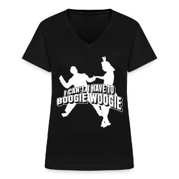 Boogie Woogie Dancing Swing - Frauen-T-Shirt mit V-Ausschnitt - Schwarz - Vorne - Lela (165cm)