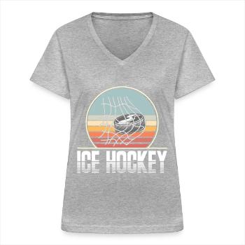 Eishockey Hockey sur glace - T-shirt col V Femme - gris chiné - Devant - Lela (165cm)