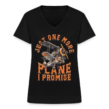 Maquette d’avion Maquette d’avion - T-shirt col V Femme - noir - Devant - Lela (165cm)