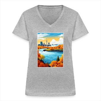 Niagara Falls New York State Vintage-Reiseposter - Frauen-T-Shirt mit V-Ausschnitt - Grau meliert - Vorne - Lela (165cm)