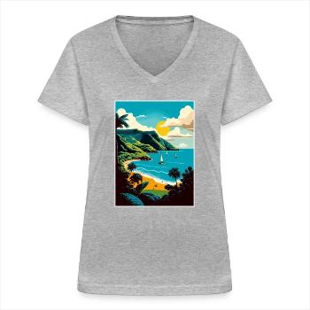 Saint Vincent And The Grenadines Caribbean Travel - Women's V-neck T-shirt - sports grey - Front - Lela (165cm)