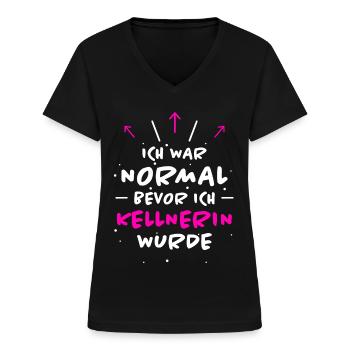 Kellnerin Spruch Kellner Beruf Kellnerin Geschenk - Frauen-T-Shirt mit V-Ausschnitt - Schwarz - Vorne - Lela (165cm)