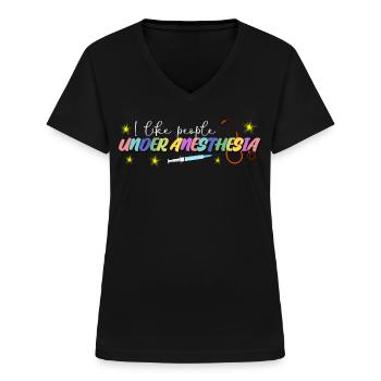 Hôpital Infirmière Anesthésiste Médecin - T-shirt col V Femme - noir - Devant - Lela (165cm)
