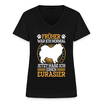 Eurasier formerly normal Eurasian Spitz - Women's V-neck T-shirt - black - Front - Lela (165cm)