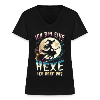 Ich Bin Eine Hexe Ich Darf Das - Frauen-T-Shirt mit V-Ausschnitt - Schwarz - Vorne - Lela (165cm)