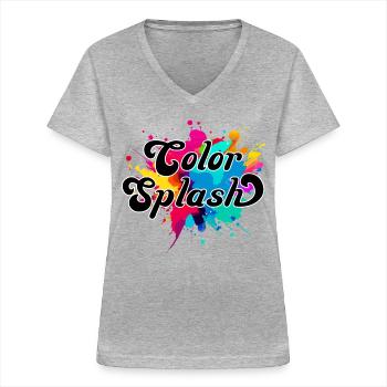 Color Splash. colorful, eye-catching, abstract, cool, - Women's V-neck T-shirt - sports grey - Front - Lela (165cm)