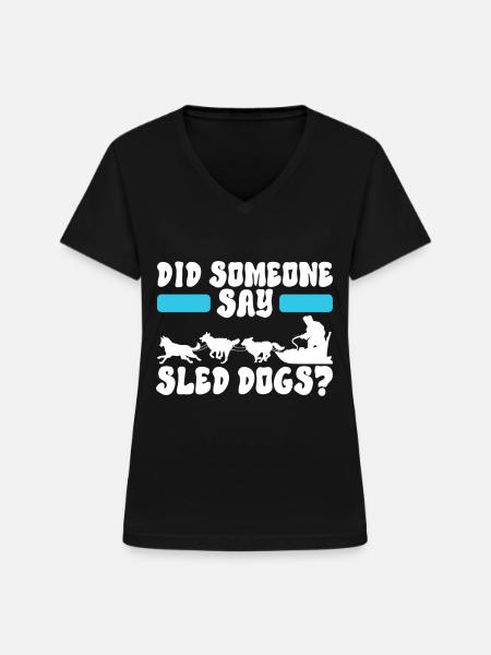 Schlittenfahren Schlittenhunde - Frauen-T-Shirt mit V-Ausschnitt - Schwarz