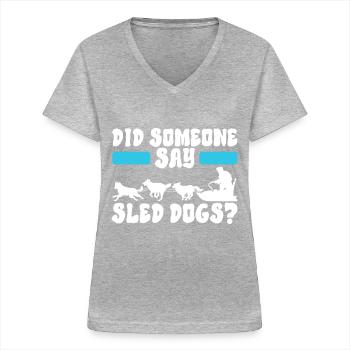 Schlittenfahren Schlittenhunde - Frauen-T-Shirt mit V-Ausschnitt - Grau meliert - Vorne - Lela (165cm)