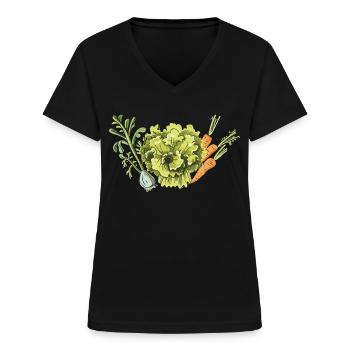 Permaculture Food Compost - Women's V-neck T-shirt - black - Front - Lela (165cm)