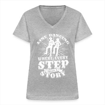 Line Dancing Where Every Step Tells A Story - Women's V-neck T-shirt - sports grey - Front - Lela (165cm)