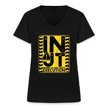INTJ Where Plans Meet Execution - Frauen-T-Shirt mit V-Ausschnitt - Schwarz - Vorne - Lela (165cm)
