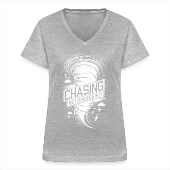 Tornado Twister Chasing Meteorologist - Frauen-T-Shirt mit V-Ausschnitt - Grau meliert - Vorne - Lela (165cm)