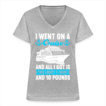 Kreuzfahrt Urlaub Kreuzfahrtschiff - Frauen-T-Shirt mit V-Ausschnitt - Grau meliert - Vorne - Lela (165cm)