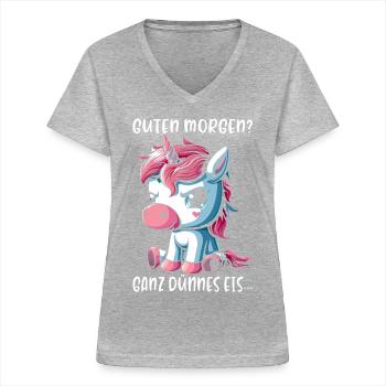 Good morning? Very thin ice - Women's V-neck T-shirt - sports grey - Front - Lela (165cm)