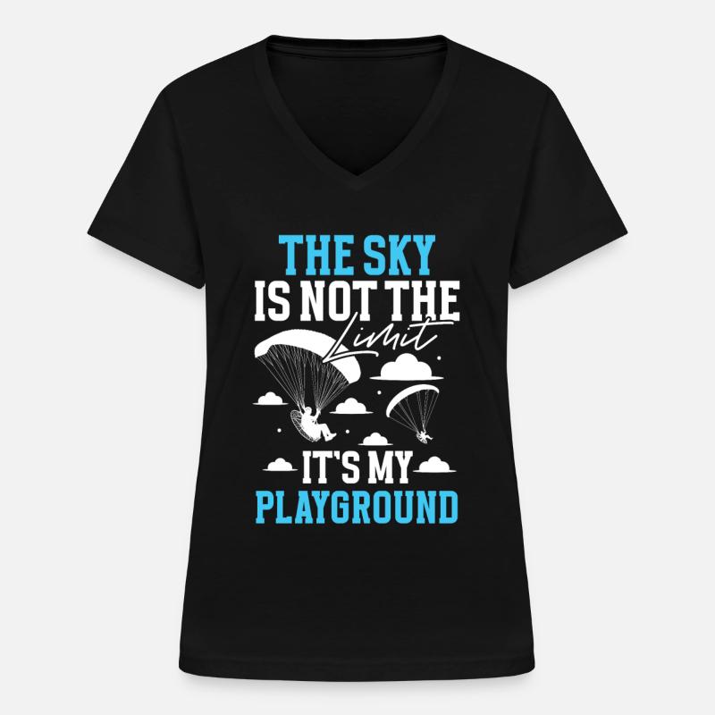 Paramoteur paramoteur - T-shirt col V Femme - noir