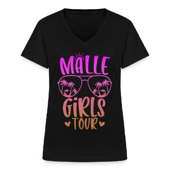 Malle Girls Tour - Frauen-T-Shirt mit V-Ausschnitt - Schwarz - Vorne - Lela (165cm)