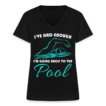 Piscine Triathlon Nageur - T-shirt col V Femme - noir - Devant - Lela (165cm)