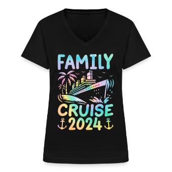Family Cruise 2024 - Frauen-T-Shirt mit V-Ausschnitt - Schwarz - Vorne - Lela (165cm)