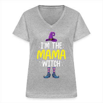 I'm the Mama Witch - Frauen-T-Shirt mit V-Ausschnitt - Grau meliert - Vorne - Lela (165cm)