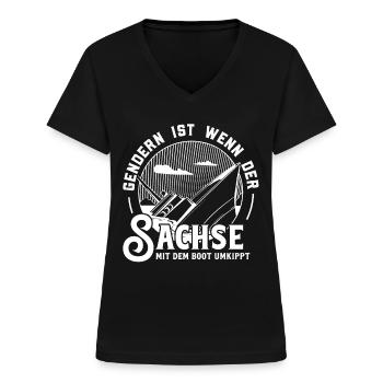 Gendern Tshirt Herren Damen Lustig Witzig Spruch - Frauen-T-Shirt mit V-Ausschnitt - Schwarz - Vorne - Lela (165cm)