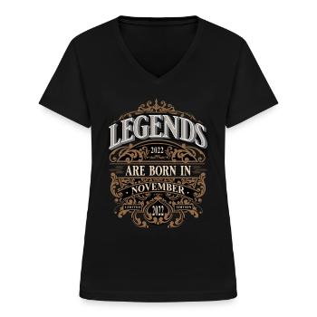 2022 November Geboren Geburtstag Geburtsjahr - Frauen-T-Shirt mit V-Ausschnitt - Schwarz - Vorne - Lela (165cm)