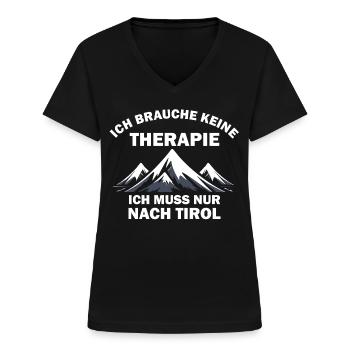Wandern Watzmann Herz Berge Gebirge Wandervoll - Frauen-T-Shirt mit V-Ausschnitt - Schwarz - Vorne - Lela (165cm)