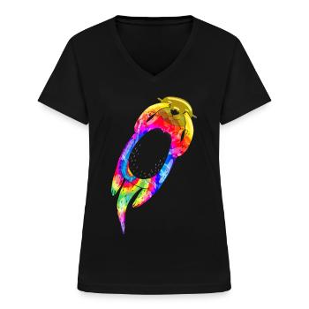 Otter Tie Dye - Women's V-neck T-shirt - black - Front - Lela (165cm)