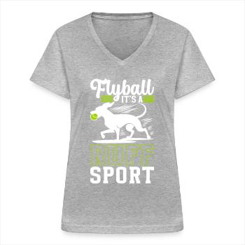 Flyball Hundesport - Frauen-T-Shirt mit V-Ausschnitt - Grau meliert - Vorne - Lela (165cm)
