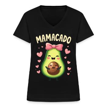 Werdende Mama & Mutter, Mamacado, Schwangerschaft - Frauen-T-Shirt mit V-Ausschnitt - Schwarz - Vorne - Lela (165cm)