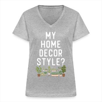 Plant Lover Gardening My Home - Women's V-neck T-shirt - sports grey - Front - Lela (165cm)