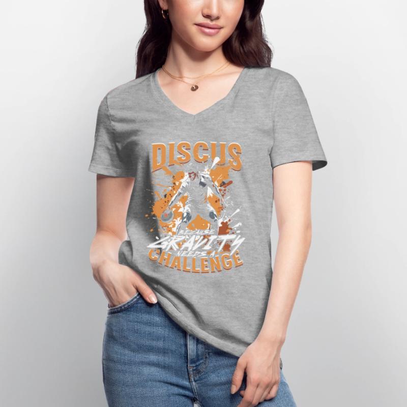 Diskuswurf Because Gravity Needs A Challenge Frauen-T-Shirt mit V-Ausschnitt