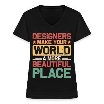 Designer - Women's V-neck T-shirt - black - Front - Lela (165cm)